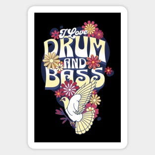 DRUM AND BASS  - I Love Retro Bird (navy/maroon/beige) Sticker